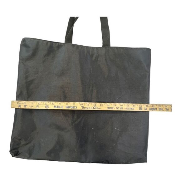 l.Magnin Women's Black Double Handle Strap Reusable Shoulder Handbag Tote Bag - Picture 3 of 6